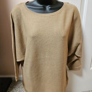 Tan Crew Neck Sweater with Relaxed Fit